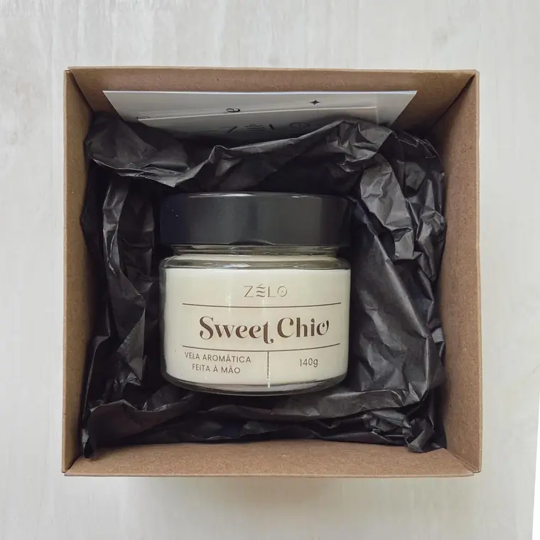 Vela Sweet Chic dentro da caixa de presente